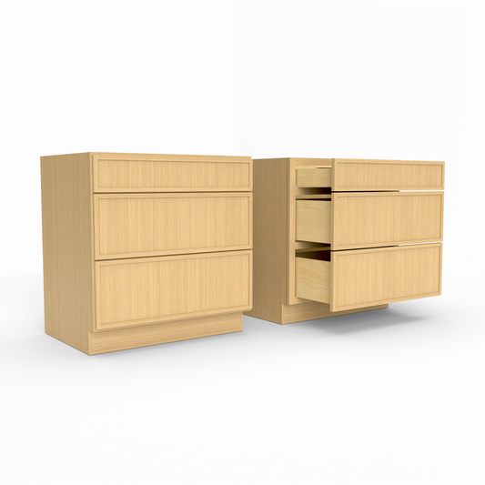 Slim Frame Shaker Three Drawer Base Cabinet 34.5" H x 24" D