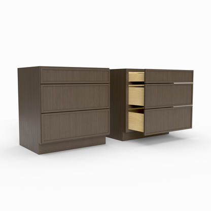 Slim Frame Shaker Three Drawer Base Cabinet 34.5" H x 24" D