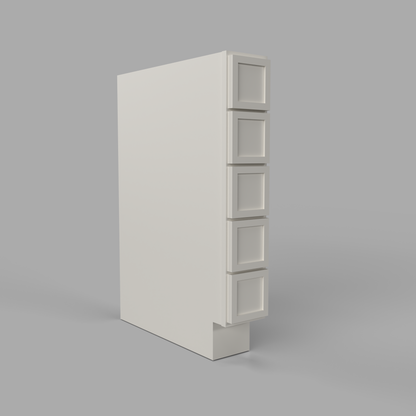 Slim Frame Shaker Base Spice Five Drawer Cabinet 6" W x 34.5" H x 24" D