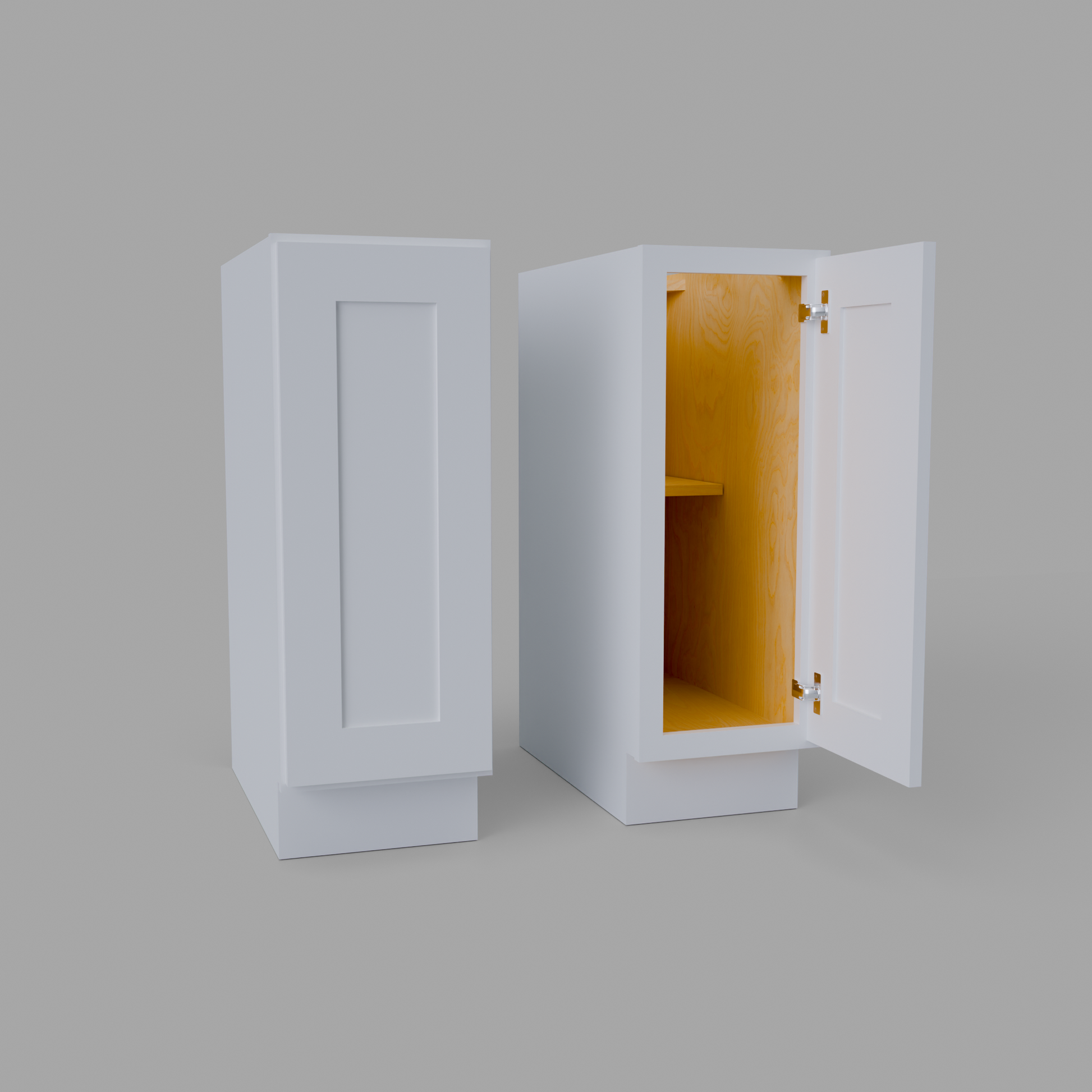 B12FH full height door shaker base cabinet white