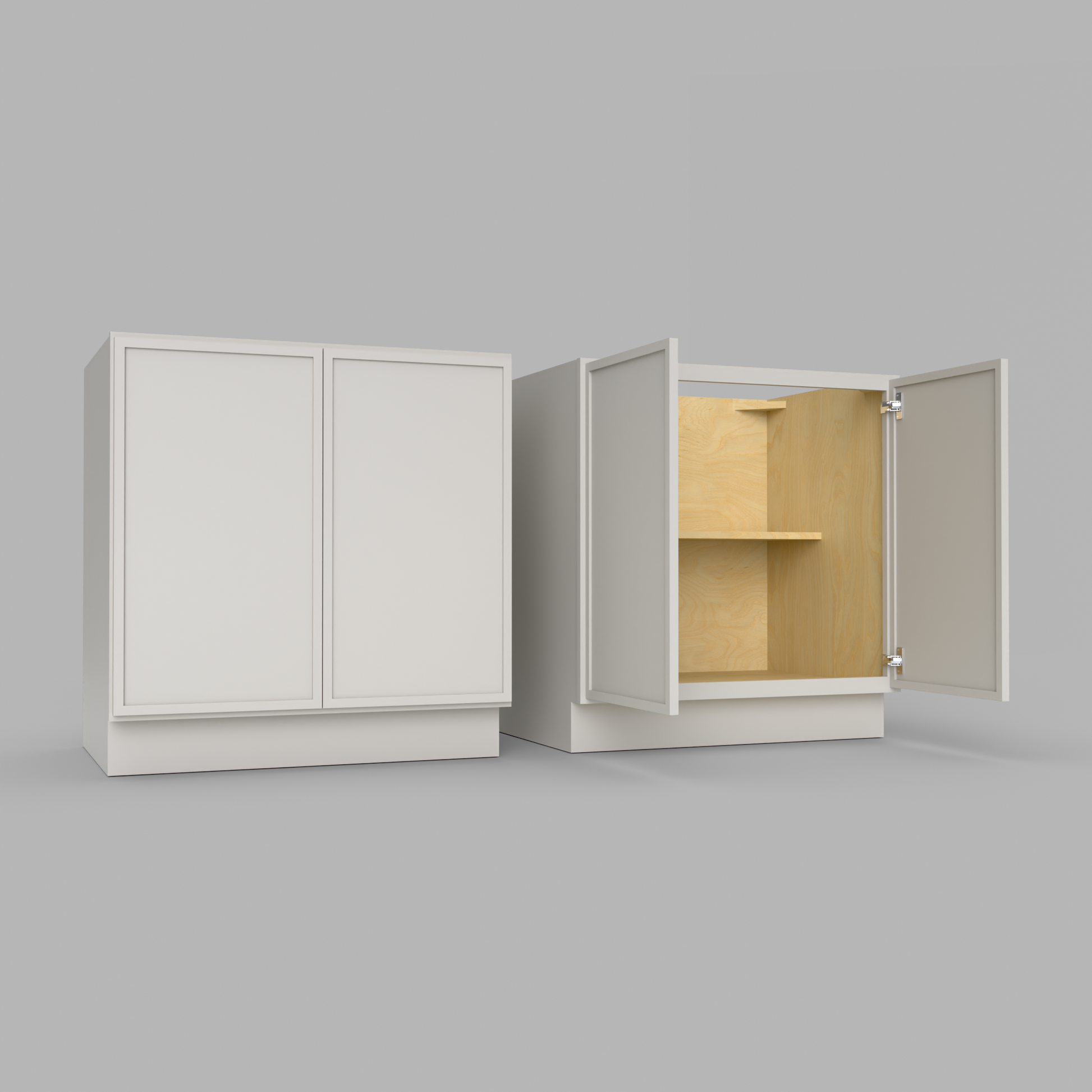 B33FH slim frame shaker full height base cabinet off white cream
