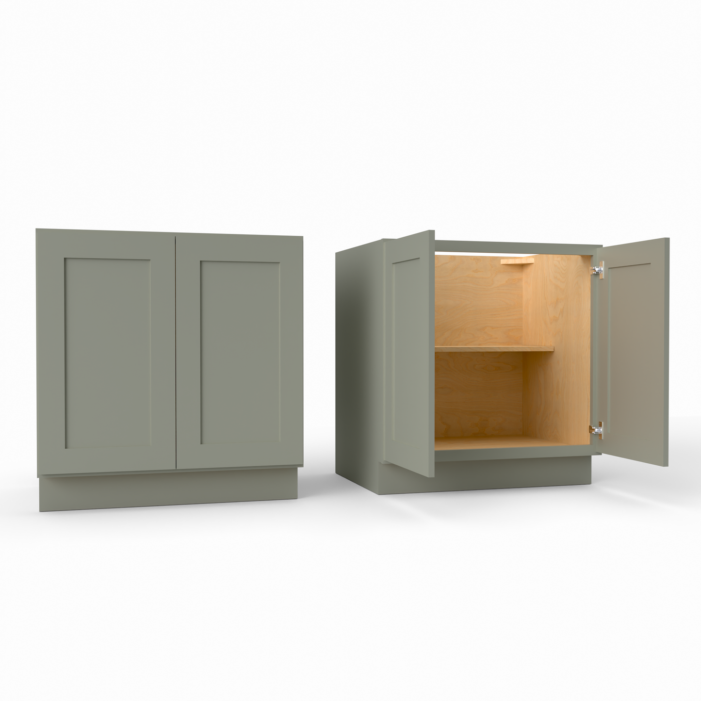 B33FH full height door Shaker base cabinet sage green