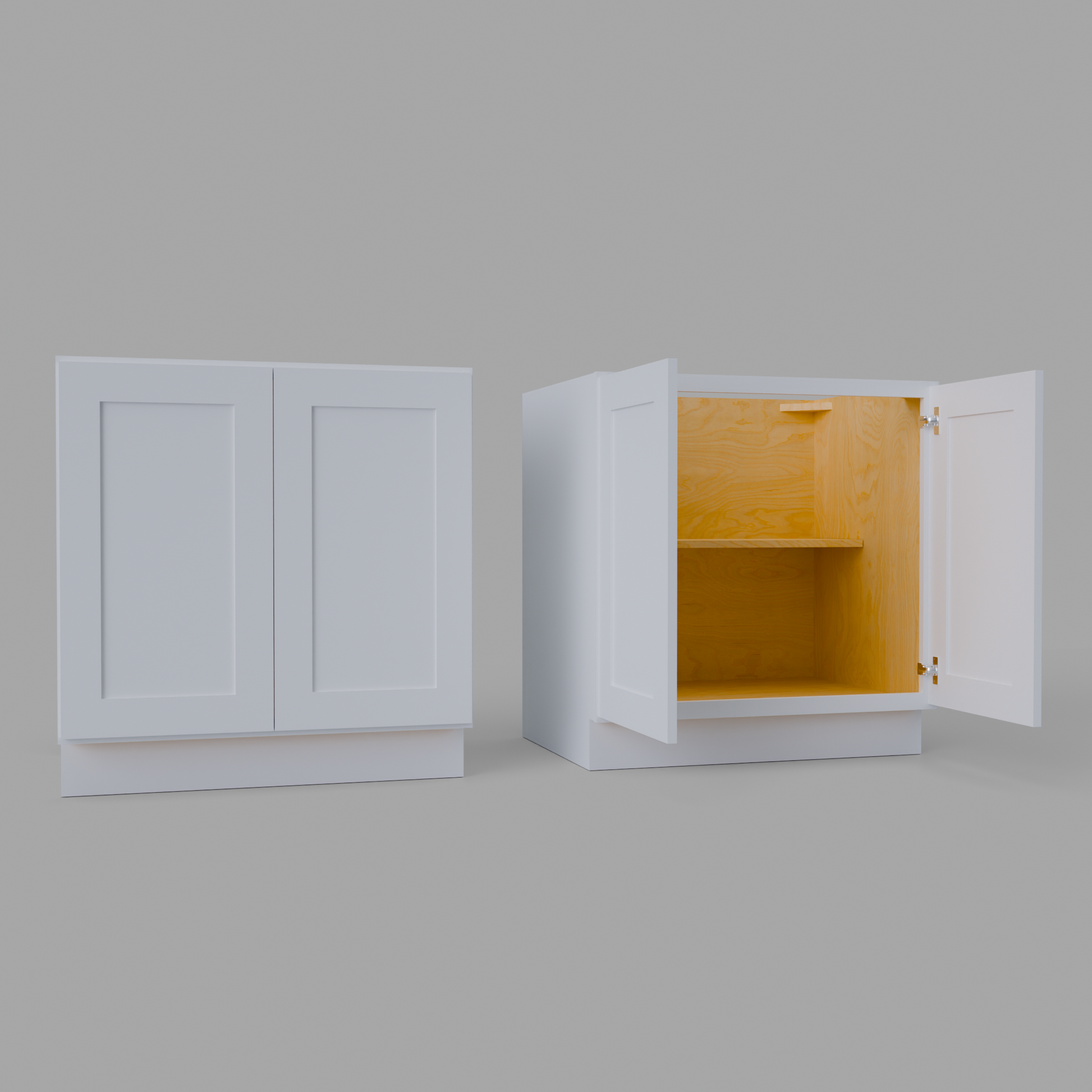 B33FH full height door shaker base cabinet white