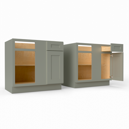 BBC39 Shaker blind corner base cabinet sage green