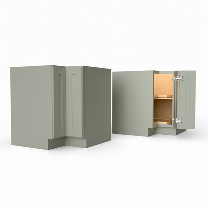 BLS33 lazy susan corner Shaker base cabinet sage green