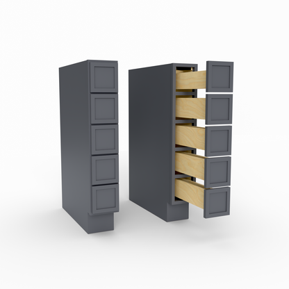 Slim Frame Shaker Base Spice Five Drawer Cabinet 6" W x 34.5" H x 24" D