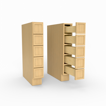 Slim Frame Shaker Base Spice Five Drawer Cabinet 6" W x 34.5" H x 24" D