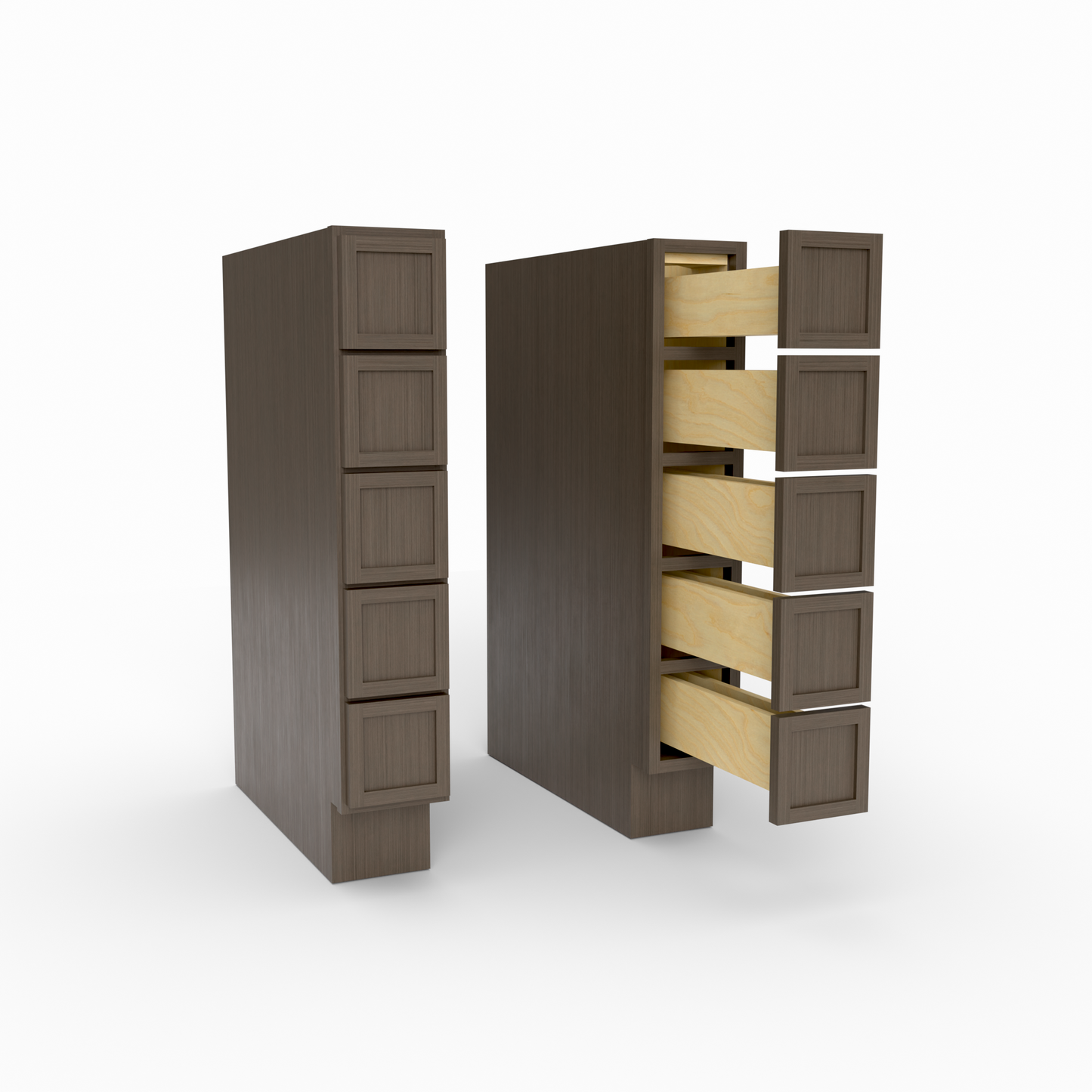 Slim Frame Shaker Base Spice Five Drawer Cabinet 6" W x 34.5" H x 24" D