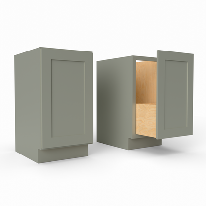 BWB18FH full height trash waste basket Shaker base cabinet sage green