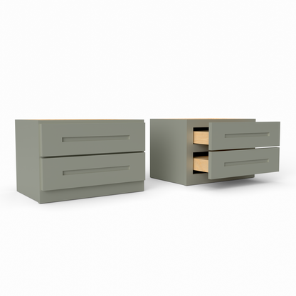 CT2DR1812 2 drawer countertop Shaker base cabinet sage green