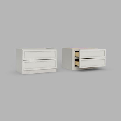 Slim Frame Shaker Countertop Two Drawer Cabinet 12" H