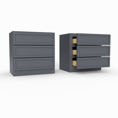 Slim Frame Shaker Countertop Three Drawer Cabinet 18" H