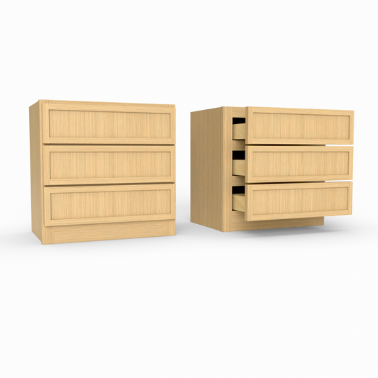 Slim Frame Shaker Countertop Three Drawer Cabinet 18" H