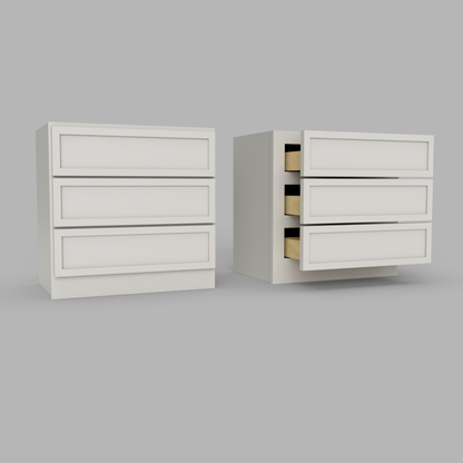Slim Frame Shaker Countertop Three Drawer Cabinet 18" H
