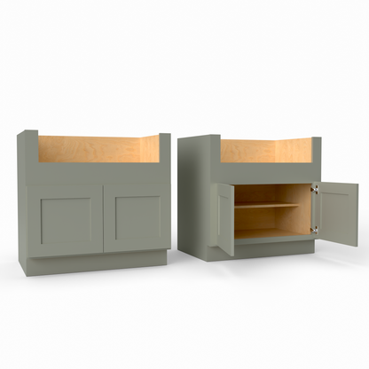 FSB36 apron farm sink Shaker base cabinet sage green