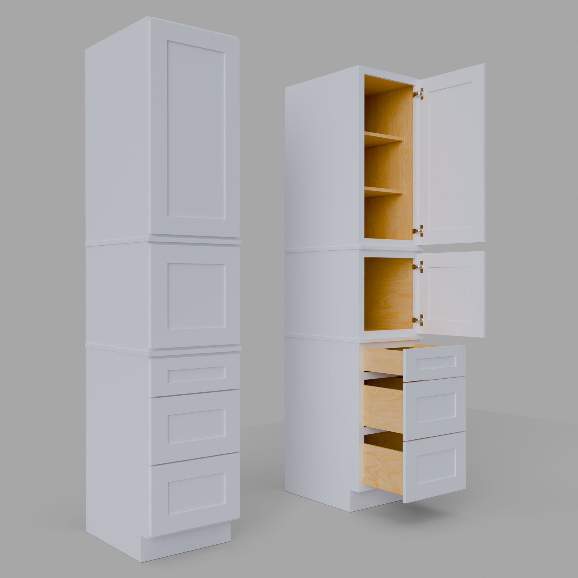 MP3D189024 Shaker tall pantry cabinet white