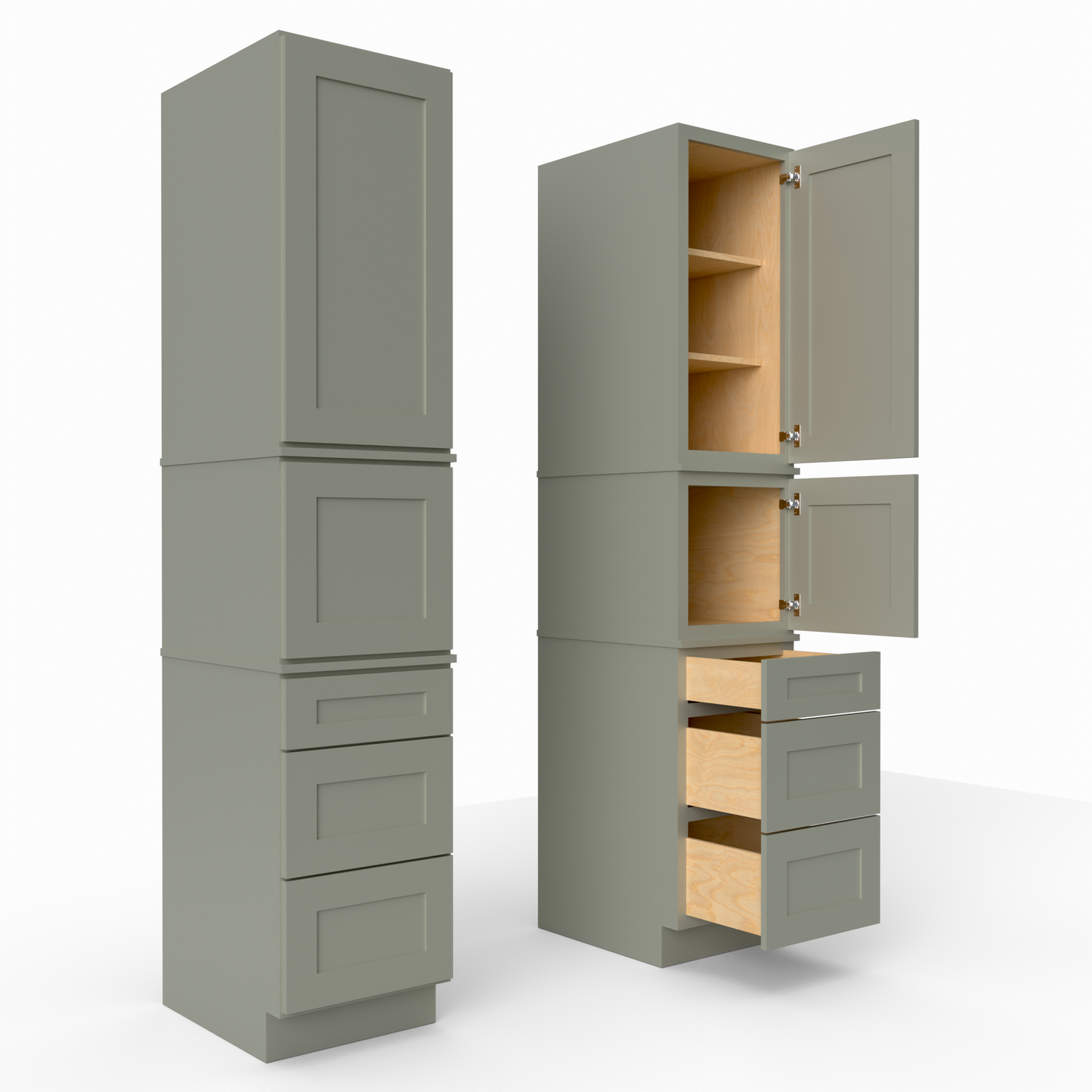 MP3D189024 shaker pantry tall cabinet sage green