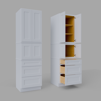 MP3D249024 Shaker tall pantry cabinet white