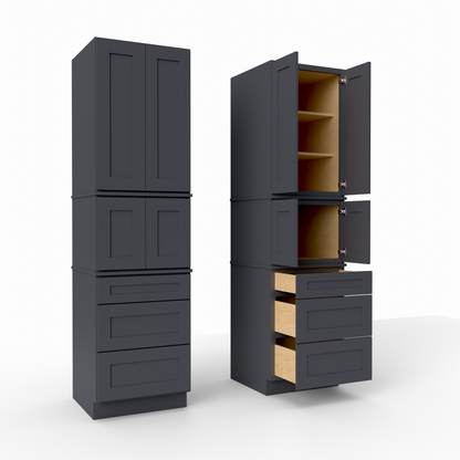 MP3D249024 shaker pantry tall cabinet midnight black