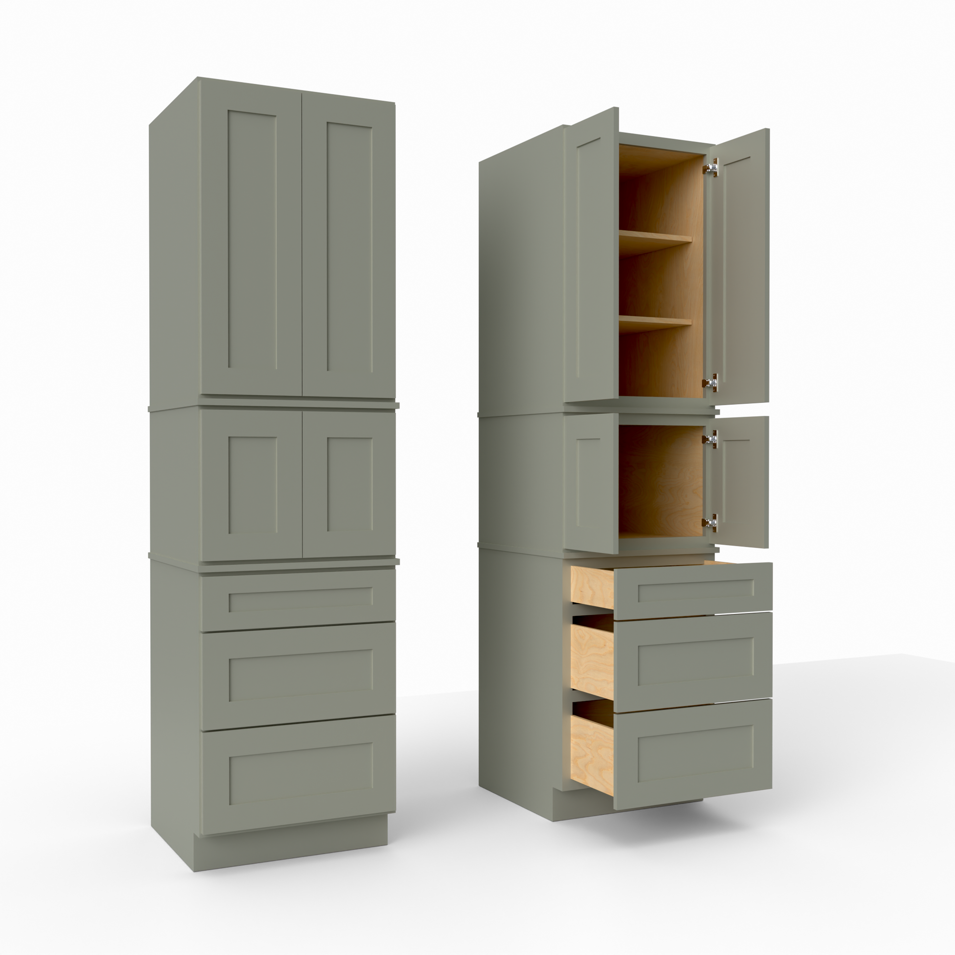 MP3D249024 shaker pantry tall cabinet sage green