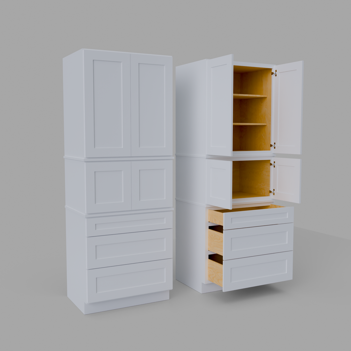 MP3D339024 Shaker tall pantry cabinet white