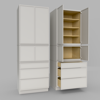 Slim Frame Shaker Modular Tall Pantry Utility Cabinet 24" D Three Drawer