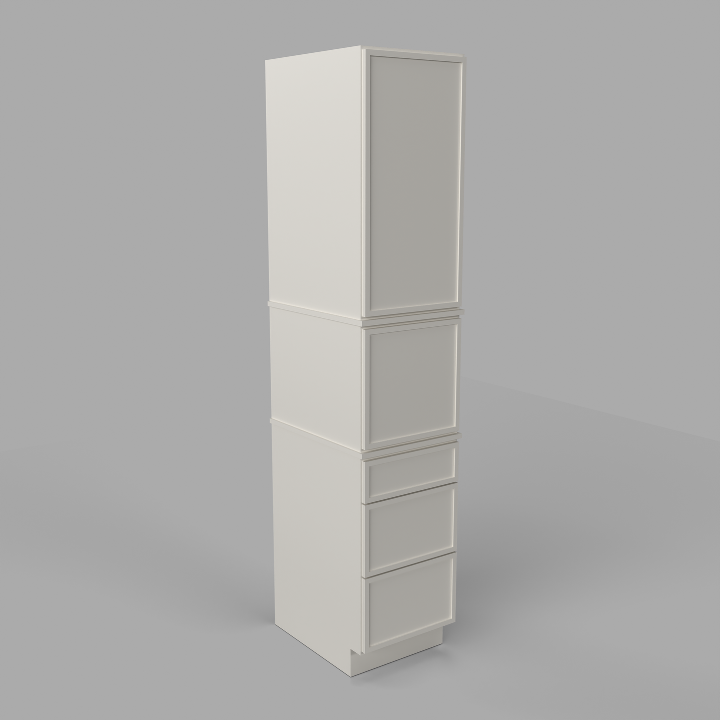 Slim Frame Shaker Modular Tall Pantry Utility Cabinet 24" D Three Drawer