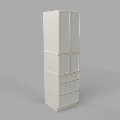Slim Frame Shaker Modular Tall Pantry Utility Cabinet 24" D Three Drawer