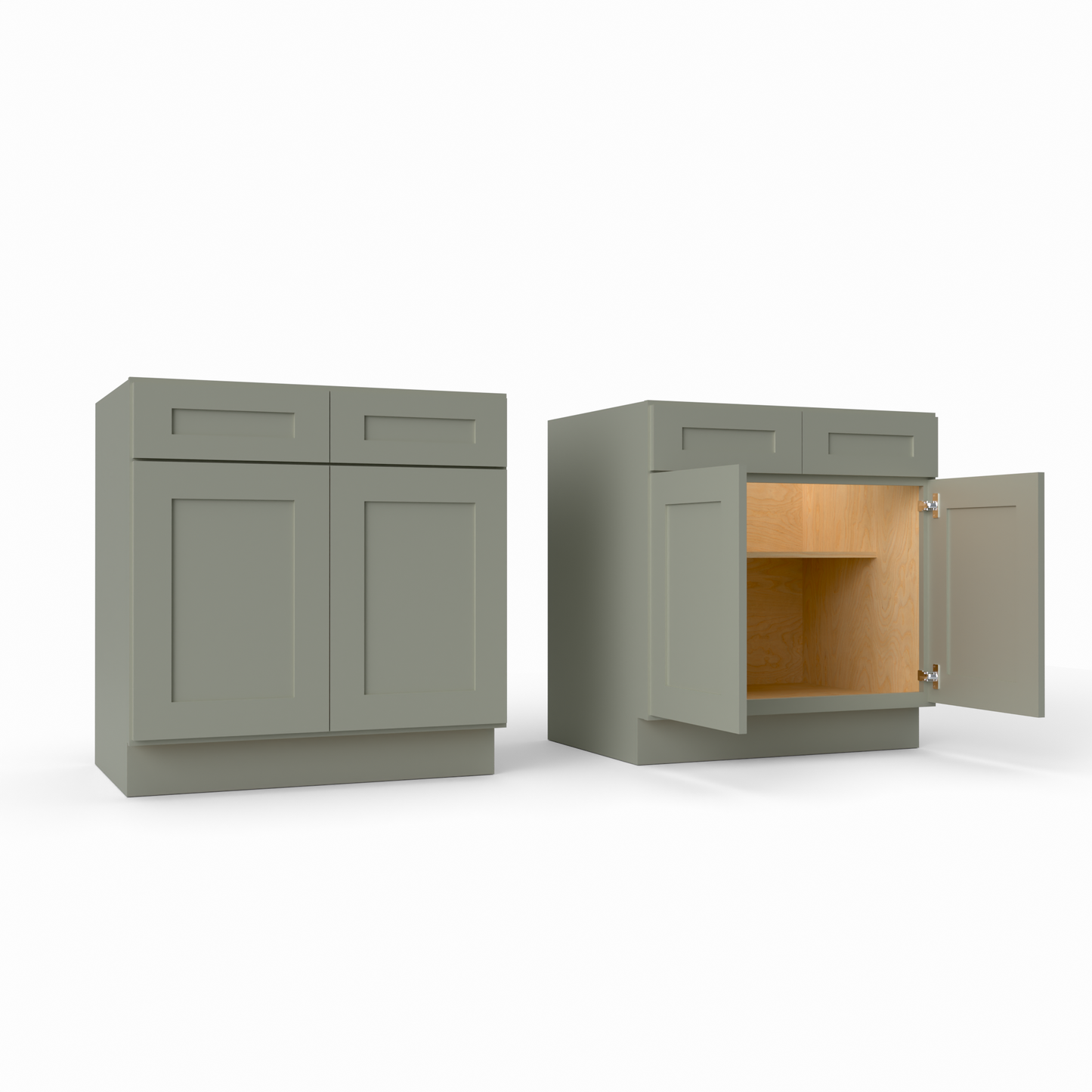 SB33 sink Shaker base cabinet sage green