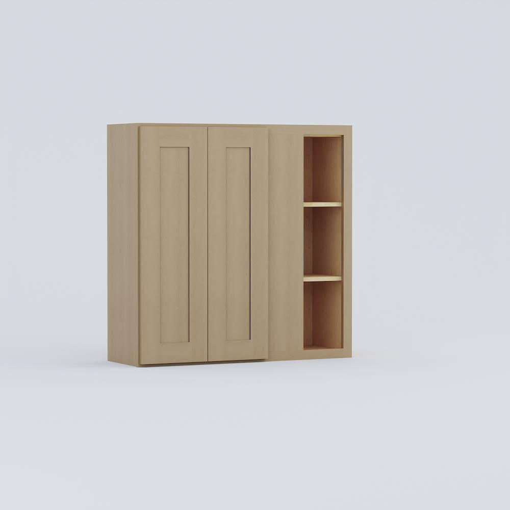 Shaker Blind Corner Wall Cabinet two door natural wood