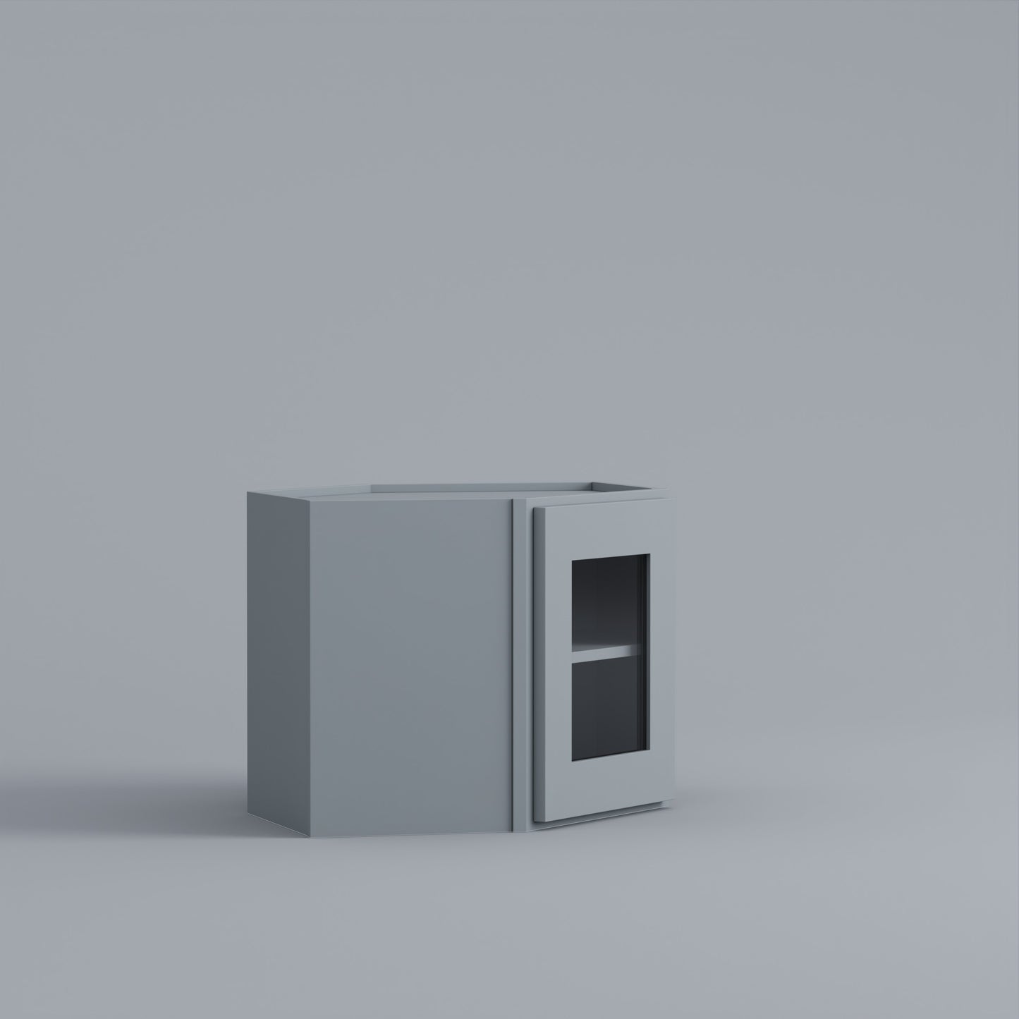 Shaker Diagonal Corner Wall Cabinet grey glass door