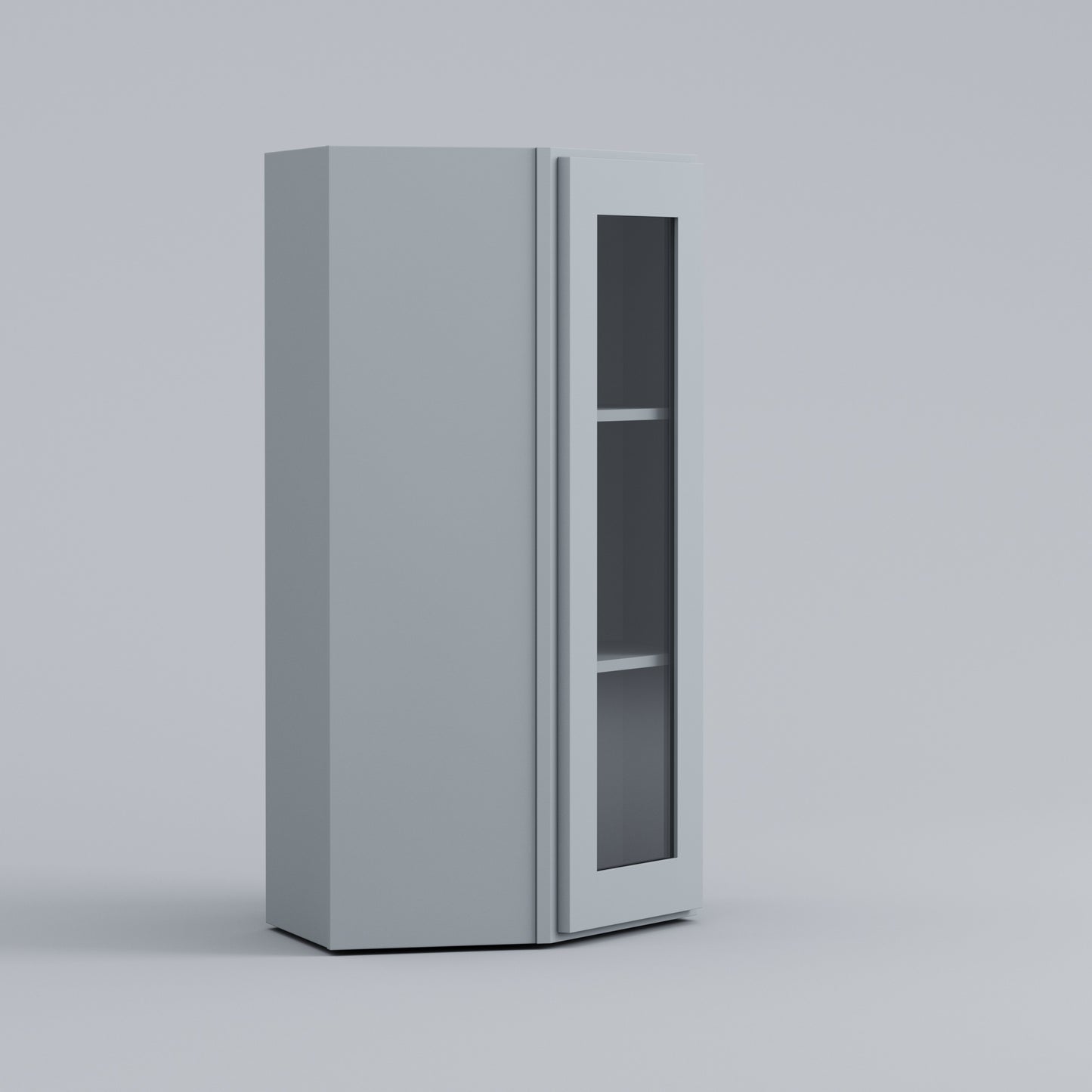 Shaker Diagonal Corner Wall Cabinet grey glass door