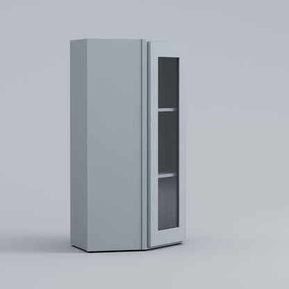 Shaker Diagonal Corner Wall Cabinet grey glass door