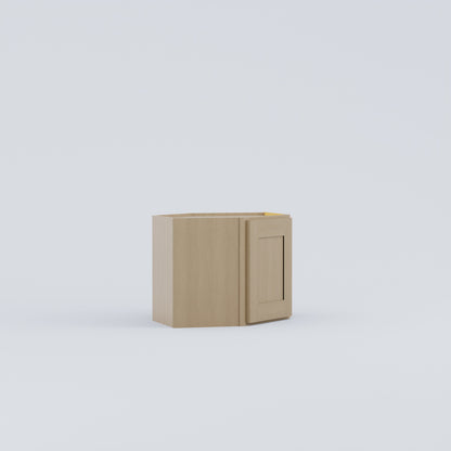 Shaker Diagonal Corner Wall Cabinet natural wood 18