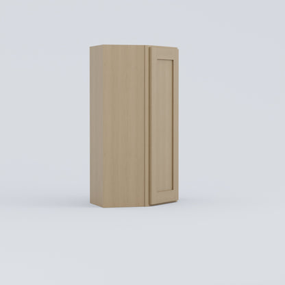 Shaker Diagonal Corner Wall Cabinet natural wood