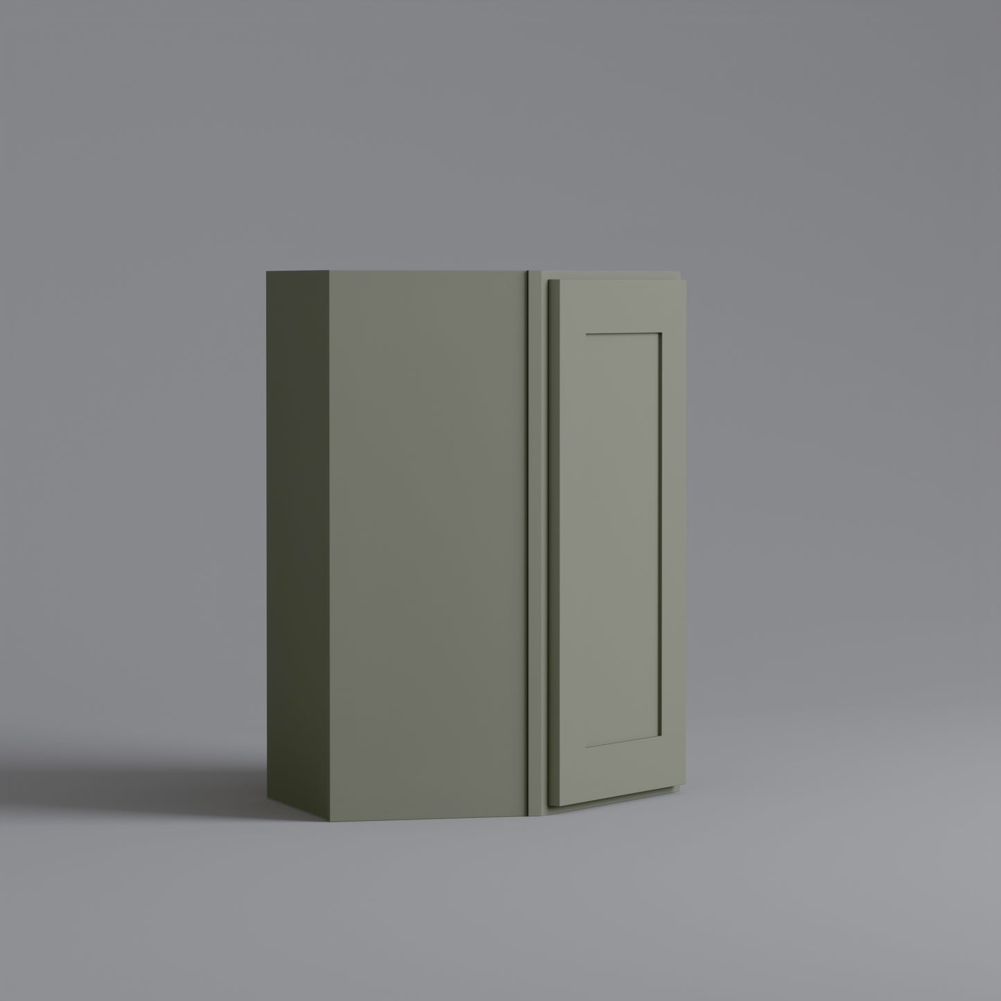 Shaker Diagonal Corner Wall Cabinet sage green