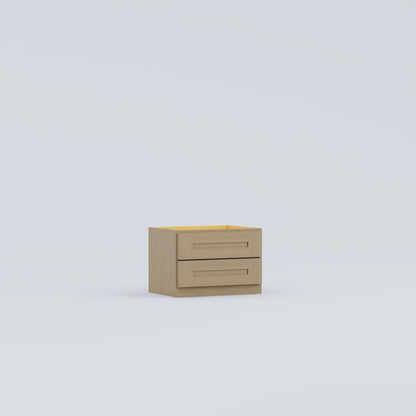 Shaker counter top cabinet two drawer natural wood