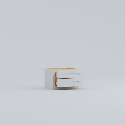 Shaker counter top cabinet two drawer white open