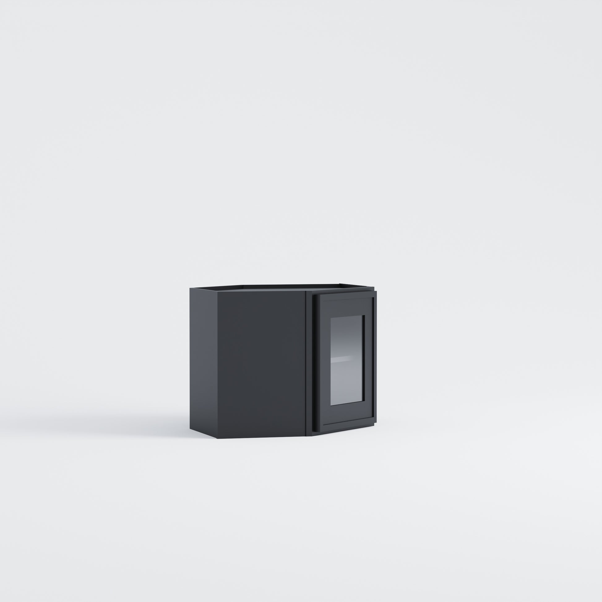 Slim Frame Shaker Diagonal Corner Wall Cabinet black glass door