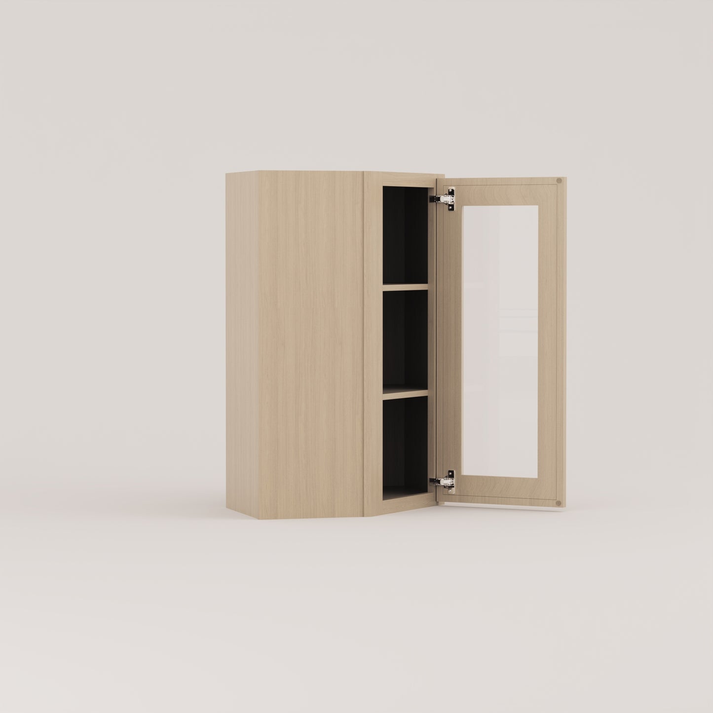 Slim Frame Shaker Diagonal Corner Wall Cabinet glass door