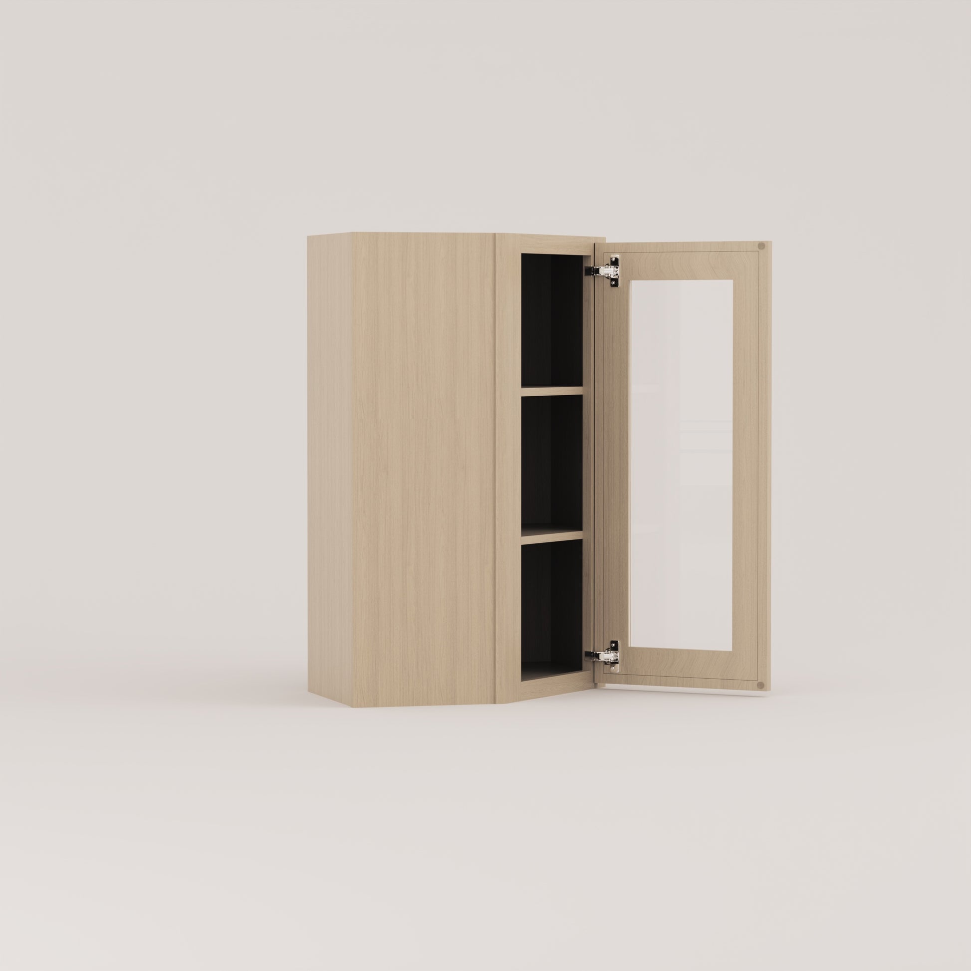 Slim Frame Shaker Diagonal Corner Wall Cabinet glass door