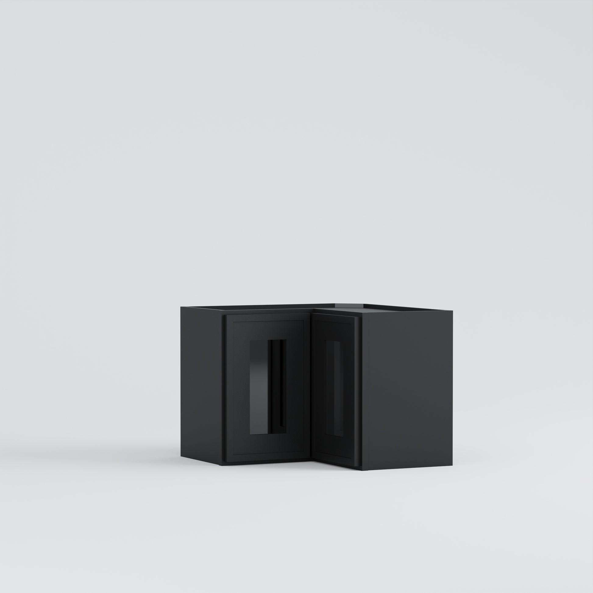 Slim Frame Shaker Easy Reach Corner Wall Cabinet black glass door