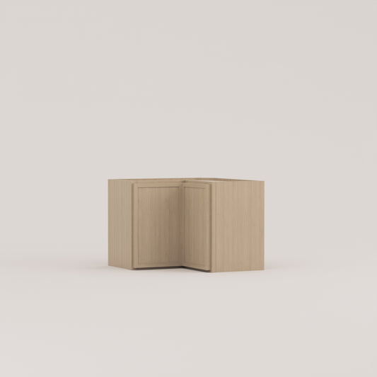 Slim Frame Shaker Easy Reach Corner Wall Cabinet rift cut white oak