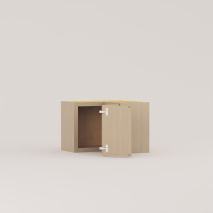 Slim Frame Shaker Easy Reach Corner Wall Cabinet rift cut white oak