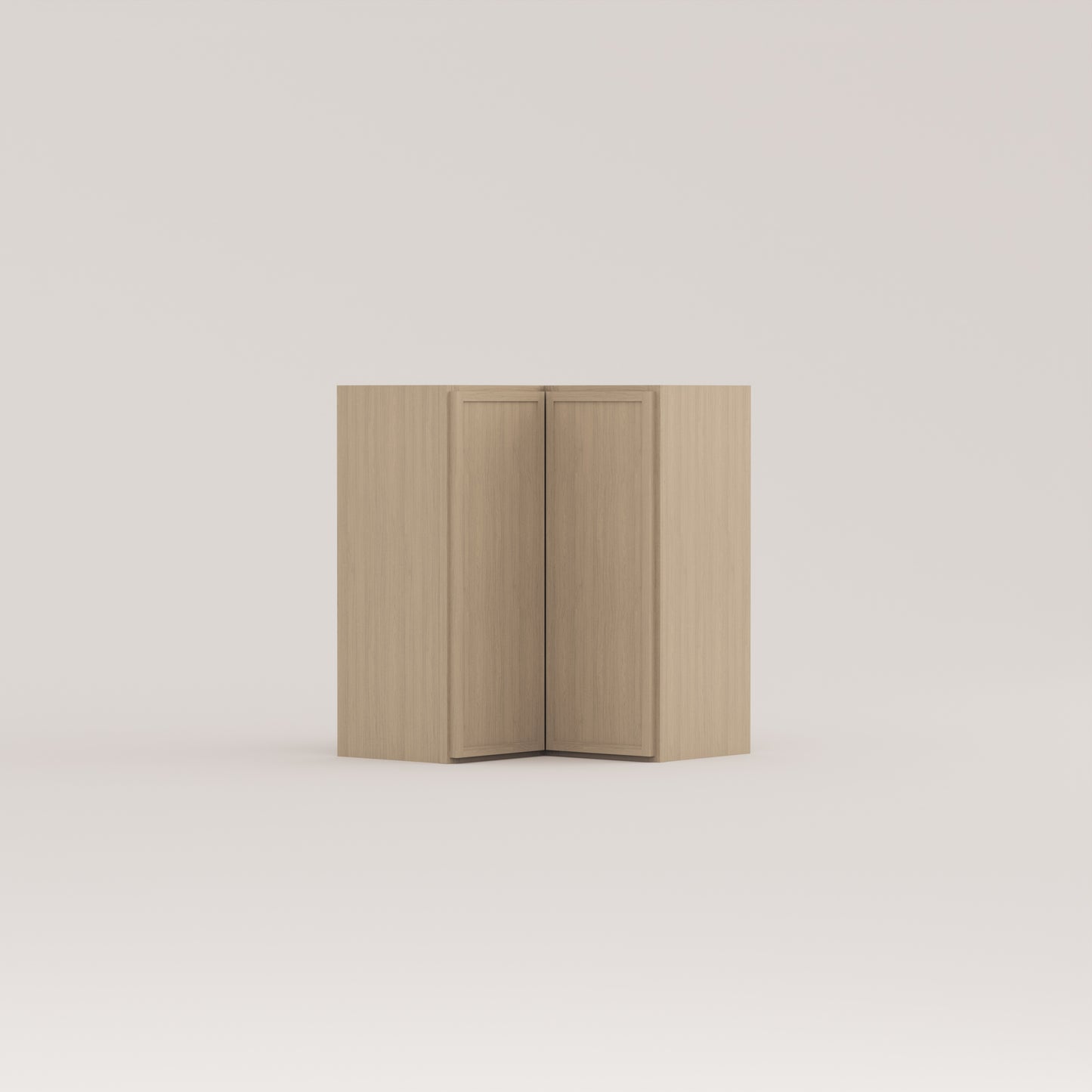 Slim Frame Shaker Easy Reach Corner Wall Cabinet rift cut white oak