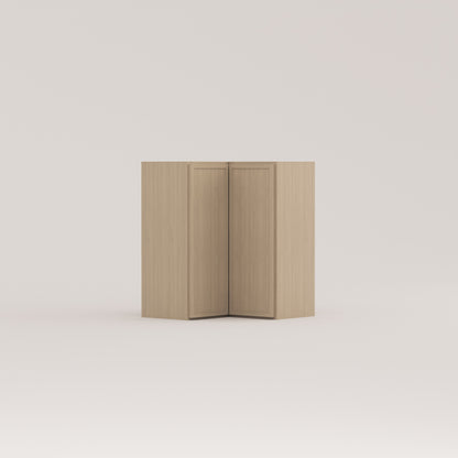 Slim Frame Shaker Easy Reach Corner Wall Cabinet rift cut white oak