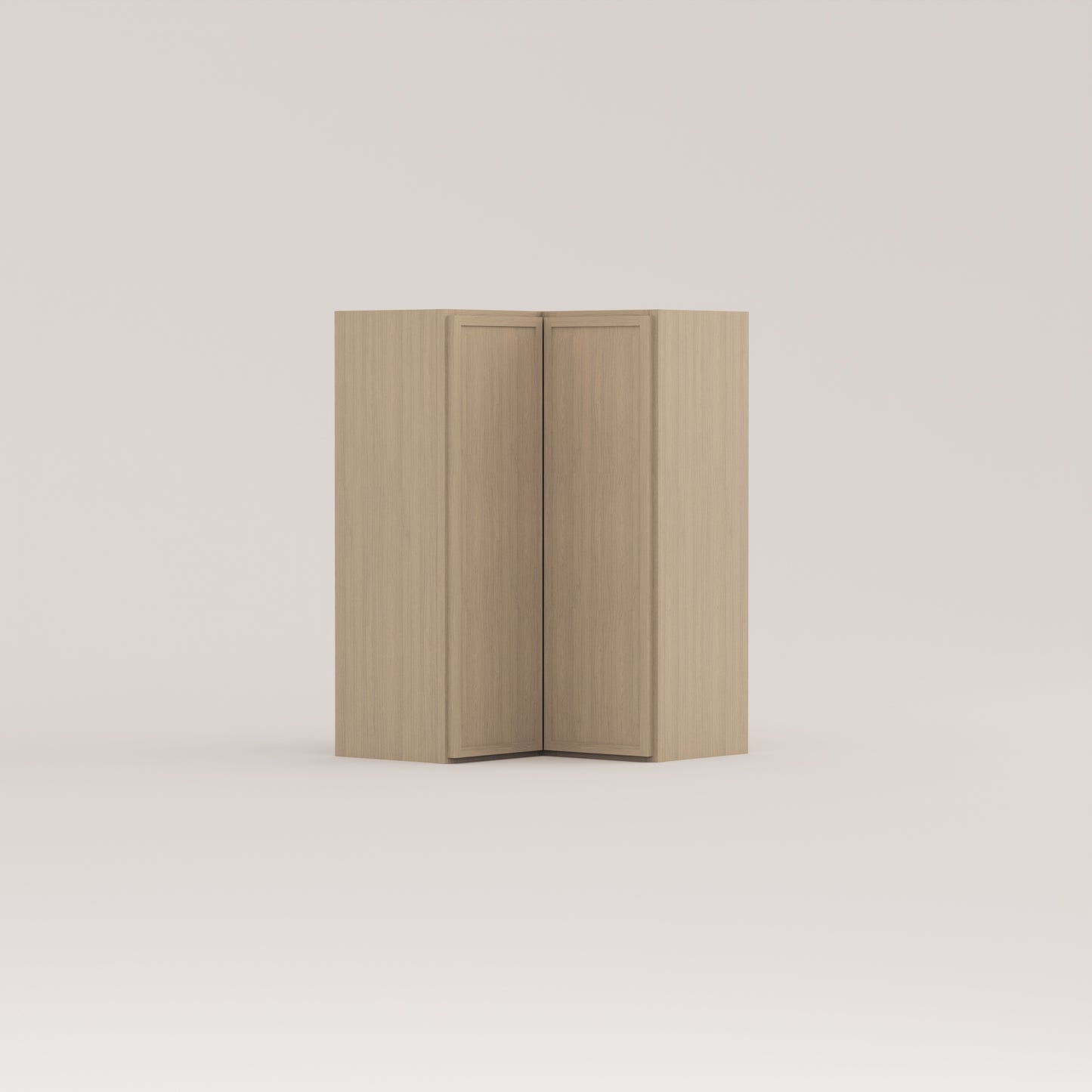 Slim Frame Shaker Easy Reach Corner Wall Cabinet rift cut white oak