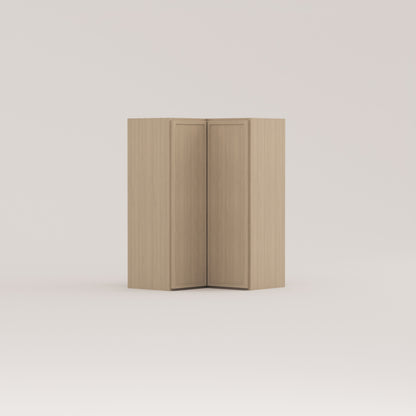 Slim Frame Shaker Easy Reach Corner Wall Cabinet rift cut white oak