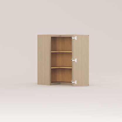 Slim Frame Shaker Easy Reach Corner Wall Cabinet rift cut white oak