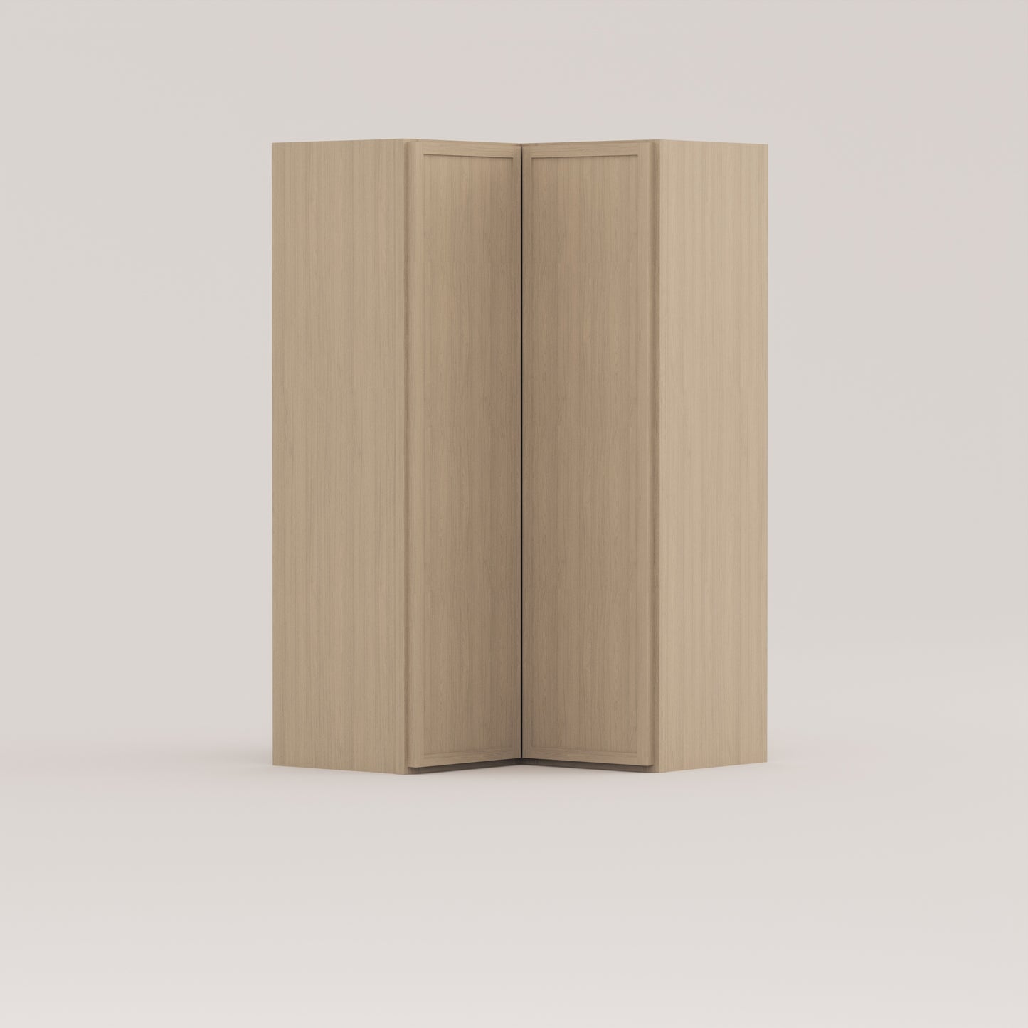 Slim Frame Shaker Easy Reach Corner Wall Cabinet rift cut white oak